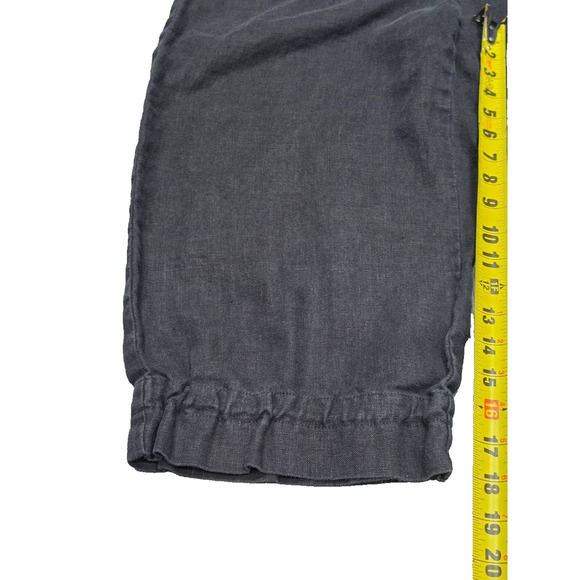 Eileen Fisher Cargo linen capri pants Women's Sz Medium Black A004177 - Picture 2 of 8